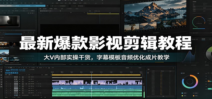 最新爆款影视剪辑教程：大V内部实操干货，字幕模板音频优化成片教学-好运多多