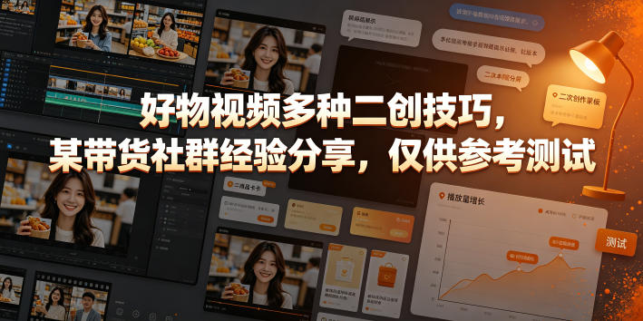 好物视频多种二创技巧，某带货社群经验分享，仅供参考测试-好运多多