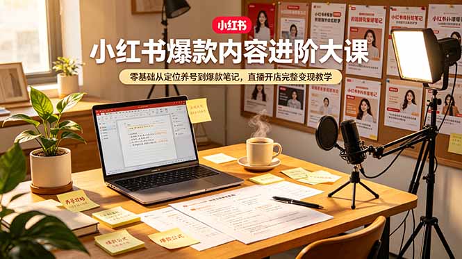 小红书爆款内容进阶大课，零基础从定位养号到爆款笔记，直播开店完整变现教学-好运多多