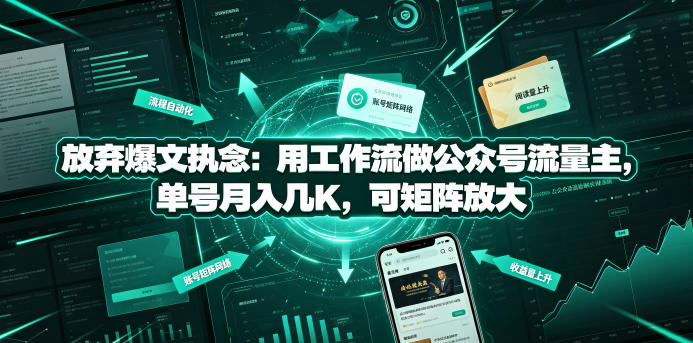 放弃爆文执念：用工作流做公众号流量主，单号月入几K，可矩阵放大-好运多多