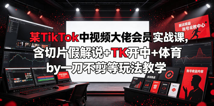 某TikTok中视频大佬会员实战课，含切片假解说+TK开中+体育by一刀不剪等玩法教学-好运多多
