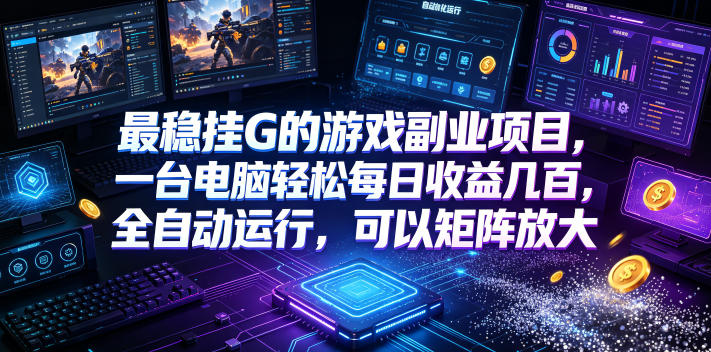 最稳挂G的游戏副业项目，一台电脑轻松每日收益几百，全自动运行，可以矩阵放大【揭秘】-好运多多