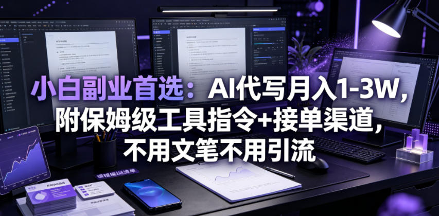 小白副业首选：AI代写月入1-3W，附保姆级工具指令+接单渠道，不用文笔不用引流【揭秘】-好运多多