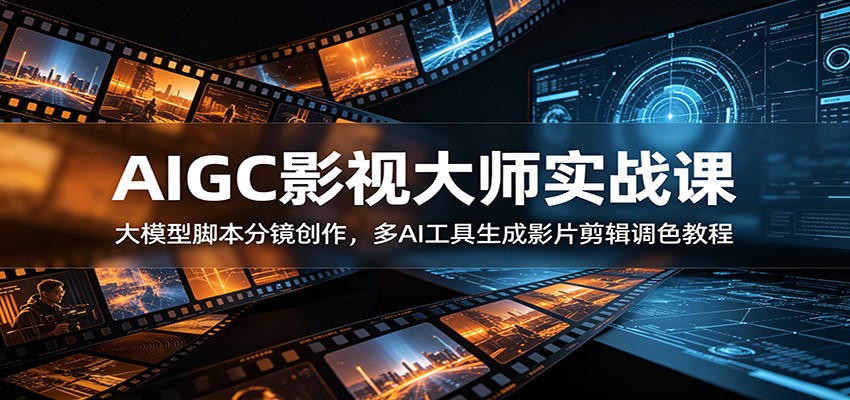 AIGC影视大师实战课：大模型脚本分镜创作，多AI工具生成影片剪辑调色教程-好运多多